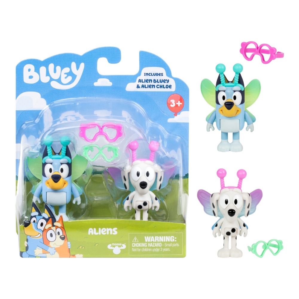 Set 2 figurine, Bluey si Chloe, Aliens
