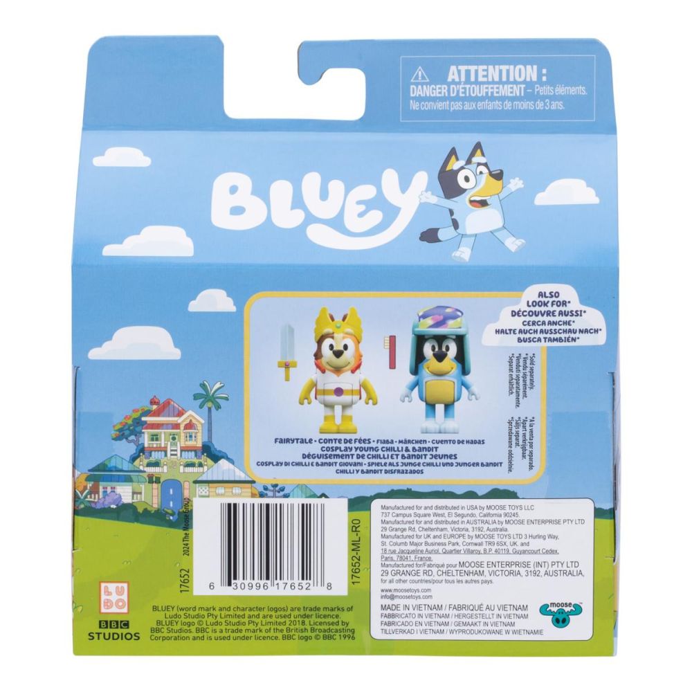 Set de joaca cu 2 figurine, Bluey, Surprise Blaster Suit, Bluey si Chucky