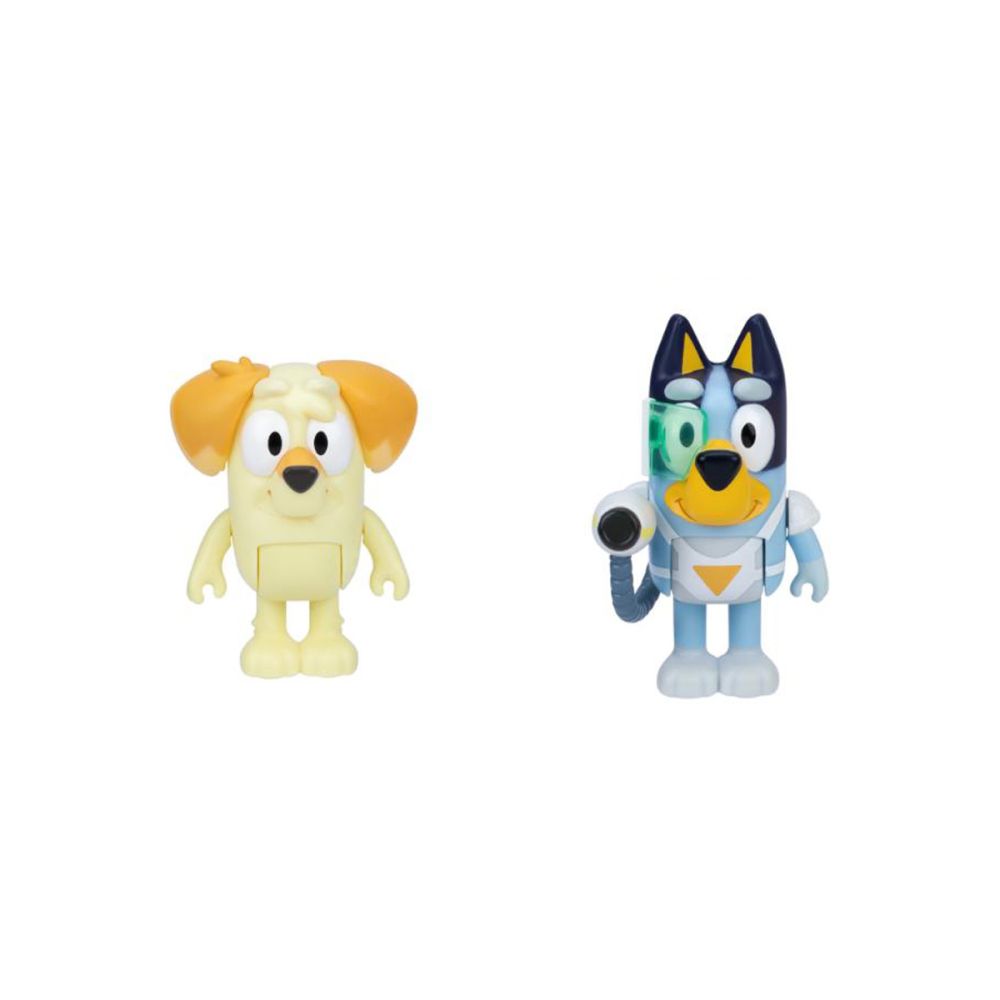 Set de joaca cu 2 figurine, Bluey, Surprise Blaster Suit, Bluey si Chucky