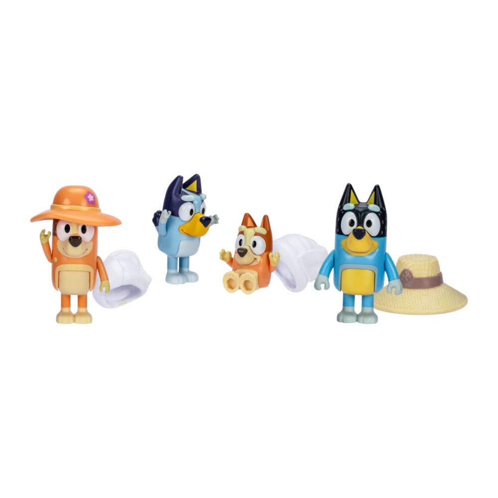 Set 4 figurine, Bluey, Family Trip