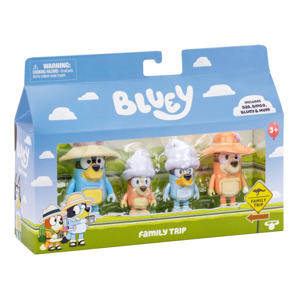 Set 4 figurine, Bluey, Family Trip