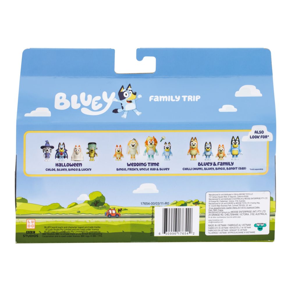 Set 4 figurine, Bluey, Family Trip