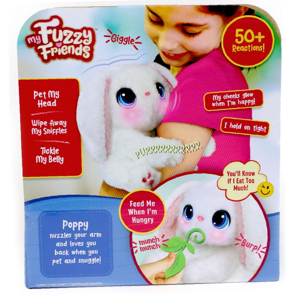 Jucarie de plus interactiva, My Fuzzy Friends, Poppy the Snuggling Bunny