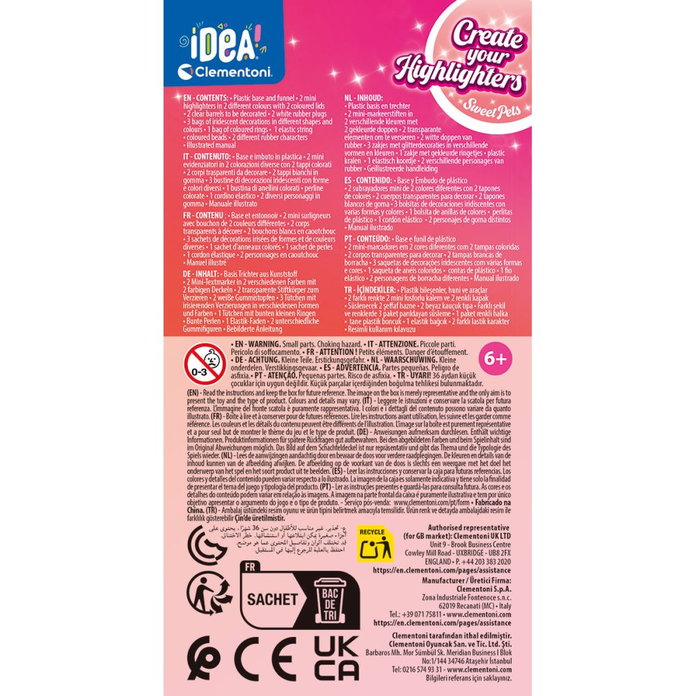 Set de creatie Clementoni Idea, Marker cu decoratiuni, Sweet Pets
