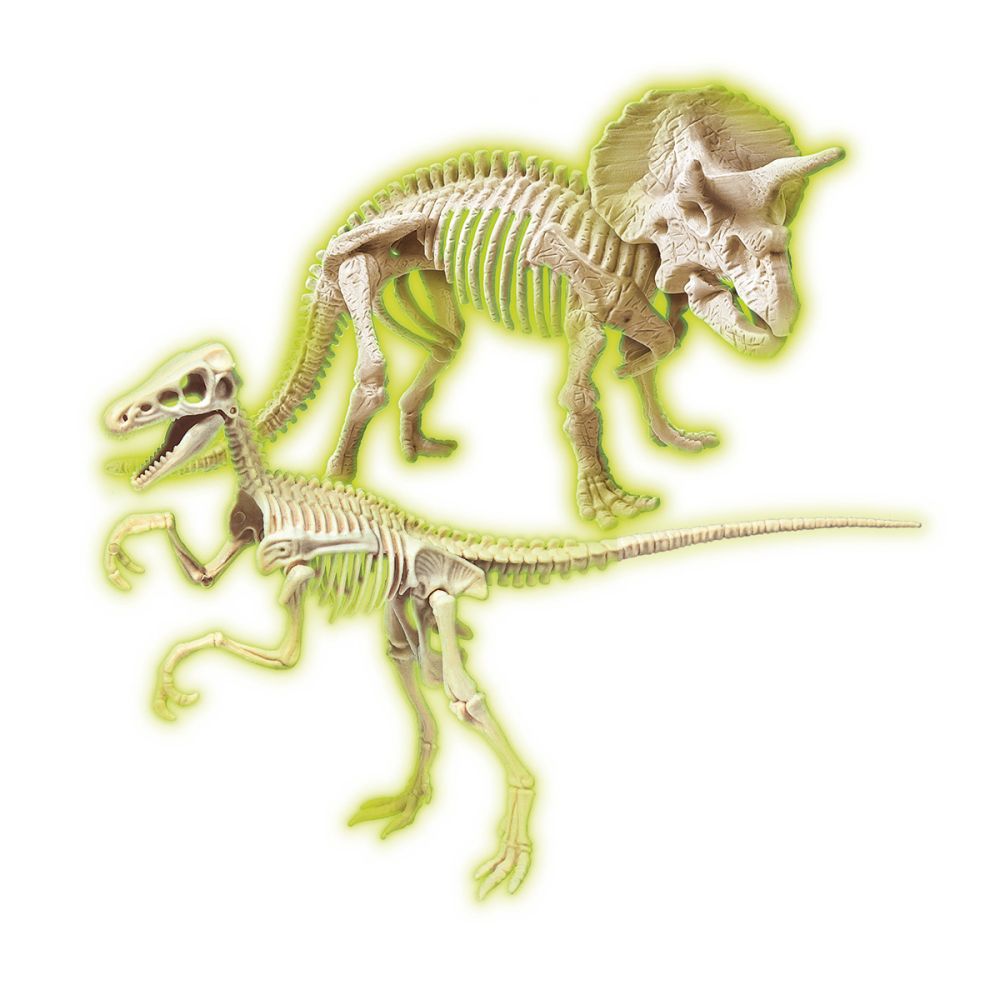 Kit arheologic, Clementoni, Glow in the Dark, Triceratops si Velociraptor