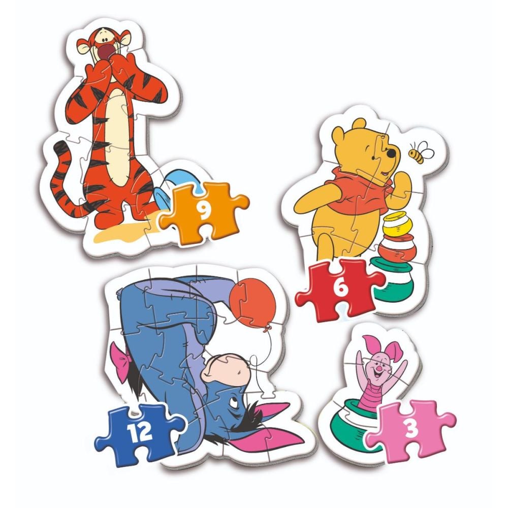 Puzzle 4 in 1, Clementoni, Winnie The Pooh, 3, 6, 9, 12 piese