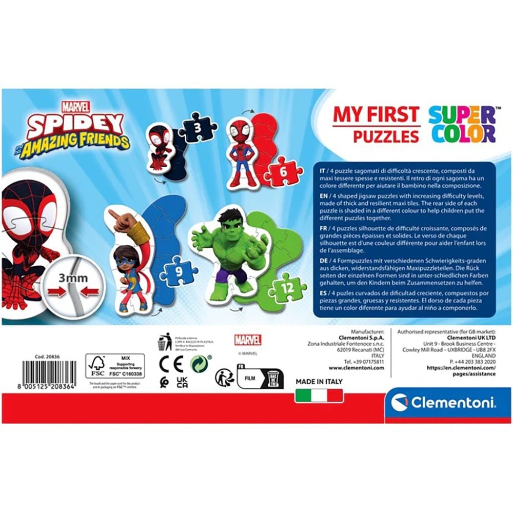 Puzzle 4 in 1 Clementoni, Spidey and his Amazing Friends, 3, 6, 9, 12 piese