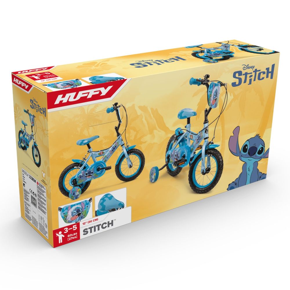 Bicicleta cu roti ajutatoare, Huffy, Disney Stitch, 12 inch, Blue