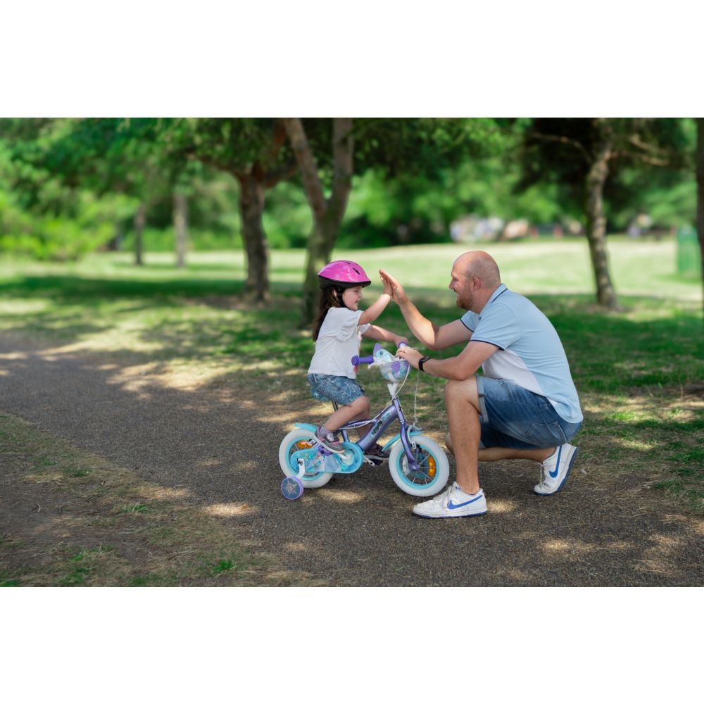 Bicicleta cu roti ajutatoare, Huffy, Disney Frozen, 12 inch, Mov