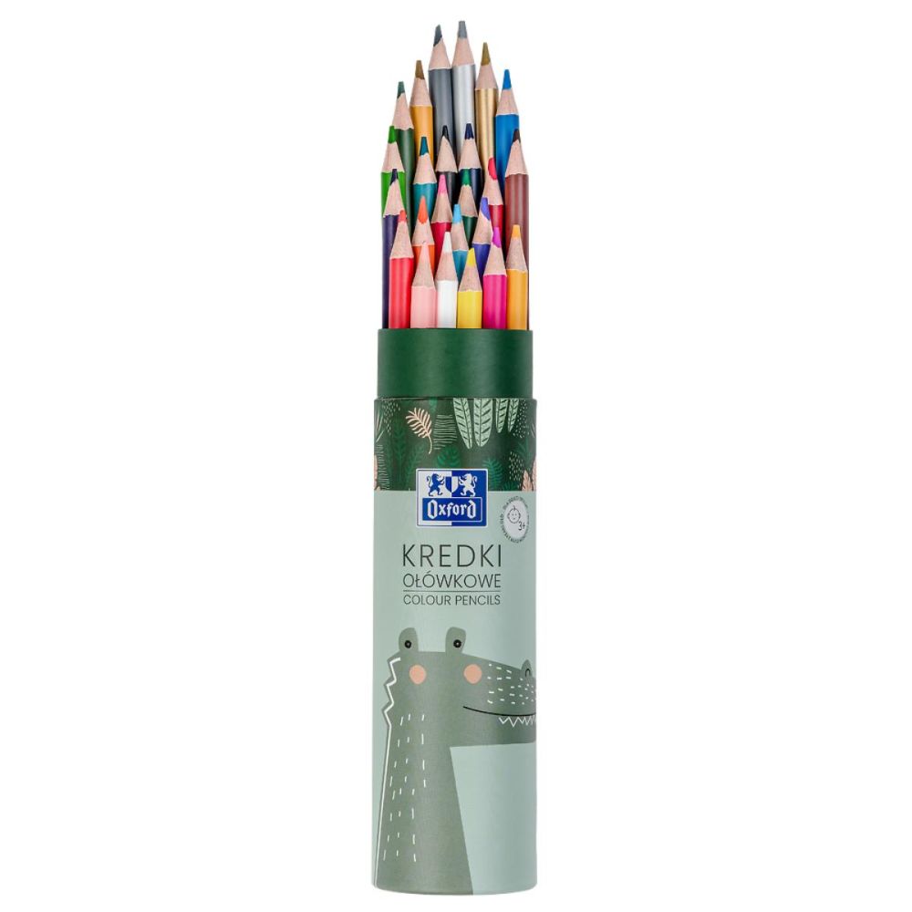 Set 24 creioane colorate rotunde, Oxford Kids