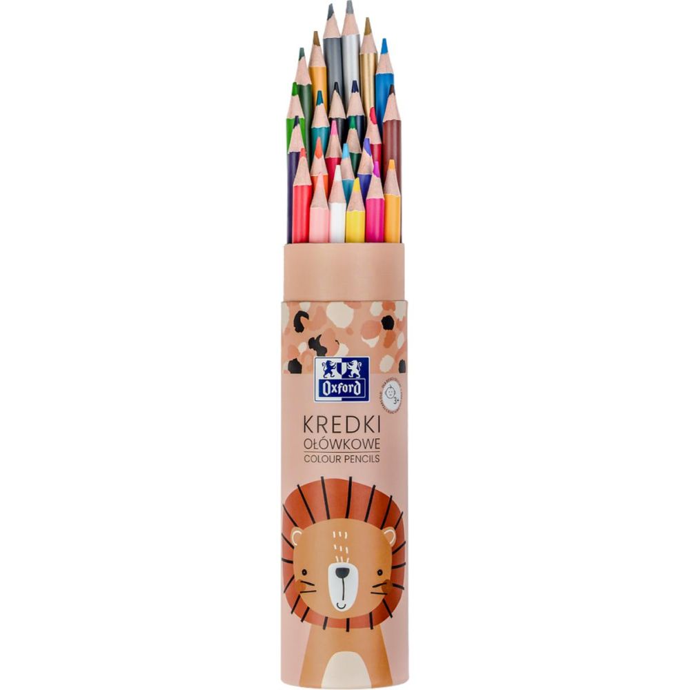 Set 24 creioane colorate rotunde, Oxford Kids
