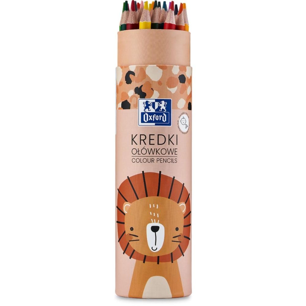 Set 24 creioane colorate rotunde, Oxford Kids