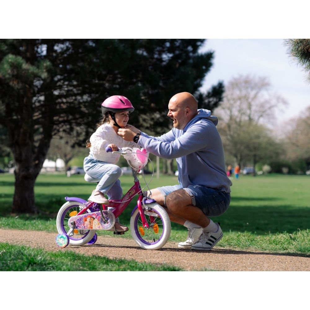 Bicicleta cu roti ajutatoare, Huffy, Disney Princess, 14 inch, Roz