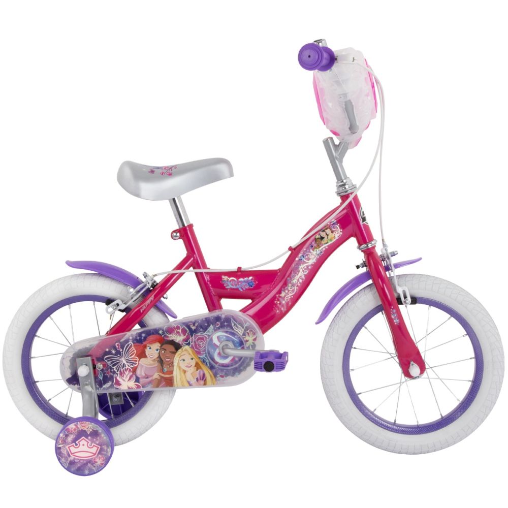 Bicicleta cu roti ajutatoare, Huffy, Disney Princess, 14 inch, Roz