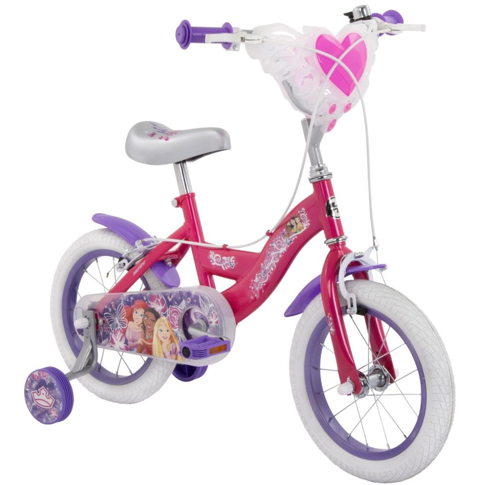 Bicicleta cu roti ajutatoare, Huffy, Disney Princess, 14 inch, Roz