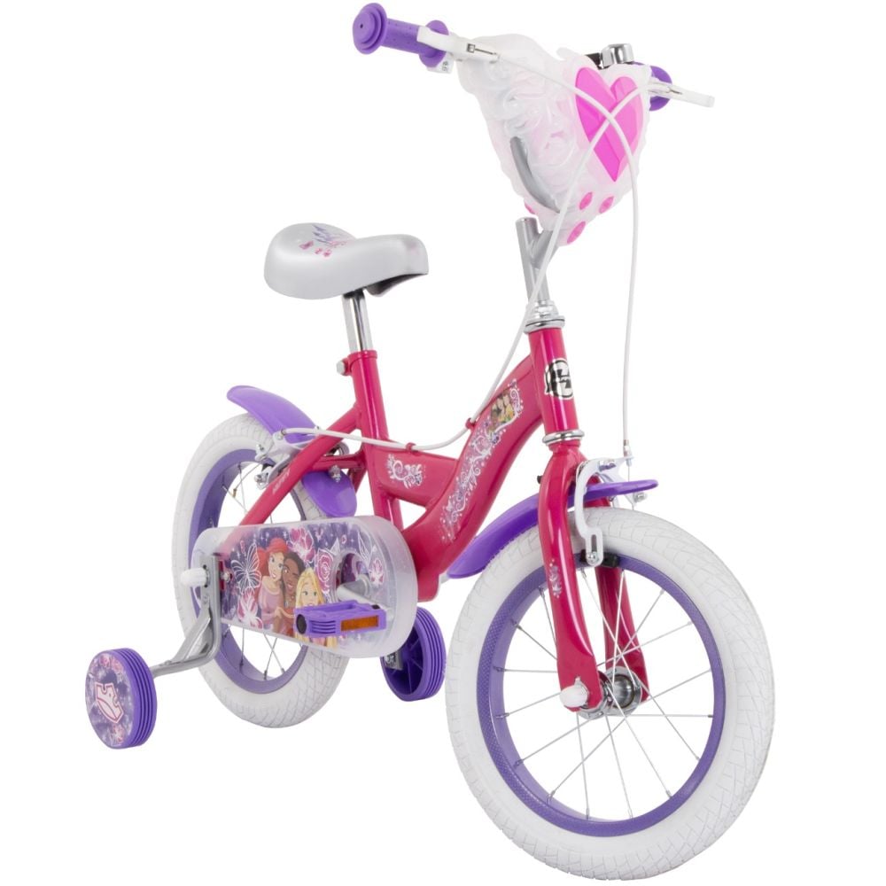 Bicicleta cu roti ajutatoare, Huffy, Disney Princess, 14 inch, Roz