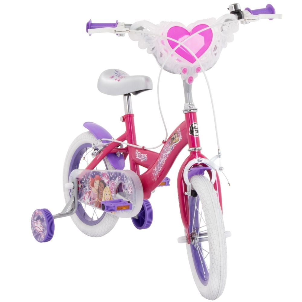 Bicicleta cu roti ajutatoare, Huffy, Disney Princess, 14 inch, Roz