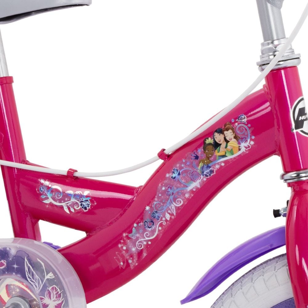 Bicicleta cu roti ajutatoare, Huffy, Disney Princess, 14 inch, Roz