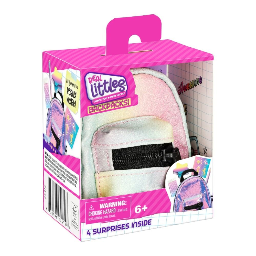Mini ghiozdanel cu 4 surprize, Real Littles, S6, Curcubeu
