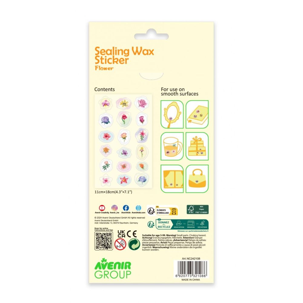 Abtibilduri imitatie sigiliu, Avenir, Natural Creation, Flori, 18 bucati