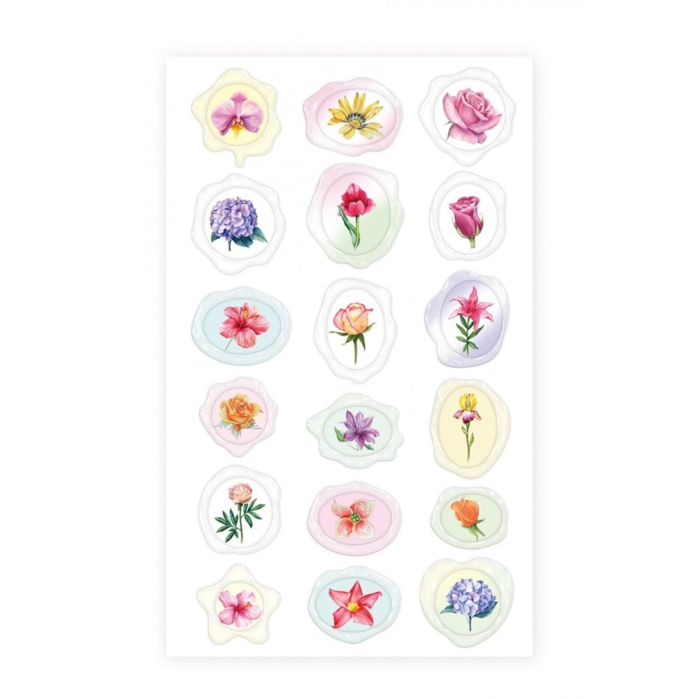 Abtibilduri imitatie sigiliu, Avenir, Natural Creation, Flori, 18 bucati
