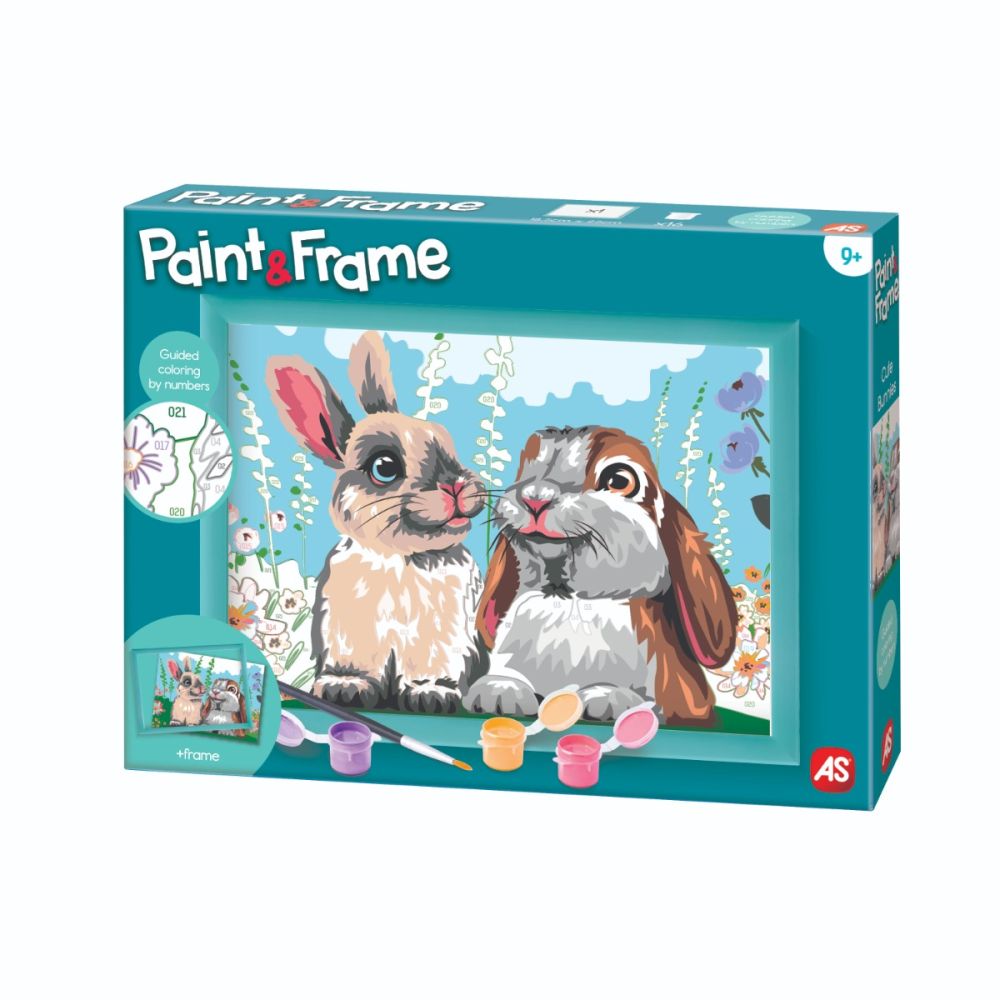 Set de pictura pe numere, Happi Hobbi, Picteaza si inrameaza, Iepurasi draguti