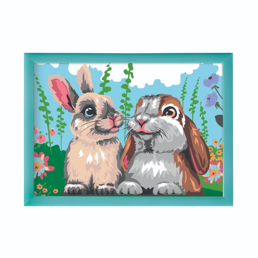 Set de pictura pe numere, Happi Hobbi, Picteaza si inrameaza, Iepurasi draguti