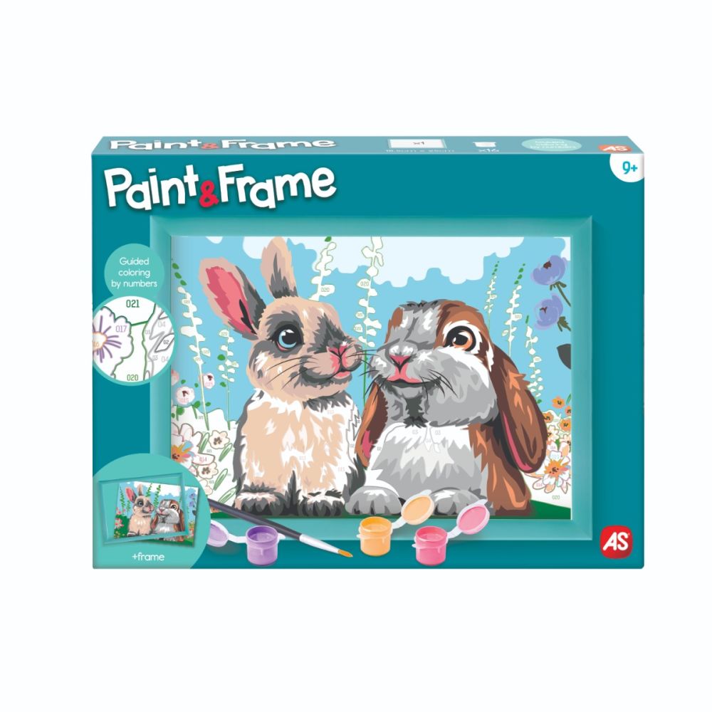 Set de pictura pe numere, Happi Hobbi, Picteaza si inrameaza, Iepurasi draguti