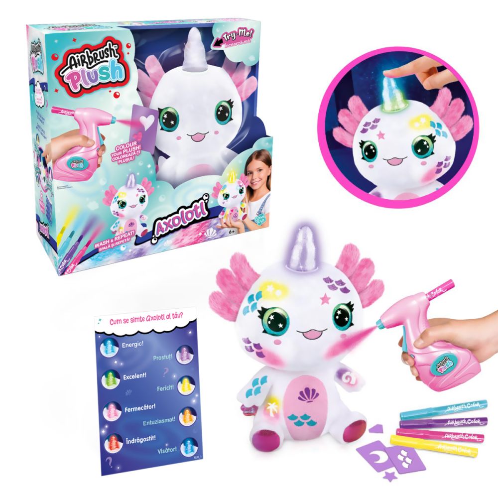 Jucarie de plus de colorat, Airbrush Plush, Light Up, Axoloti