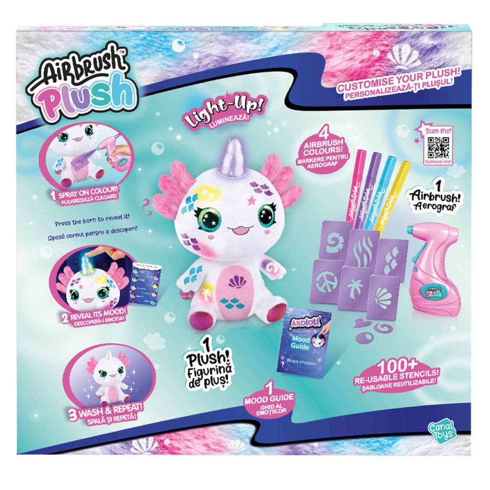 Jucarie de plus de colorat, Airbrush Plush, Light Up, Axoloti