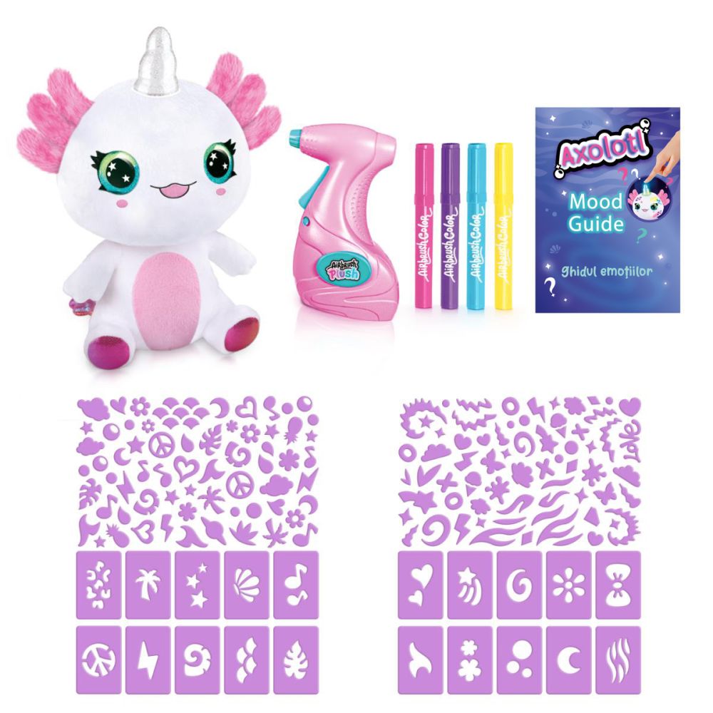 Jucarie de plus de colorat, Airbrush Plush, Light Up, Axoloti