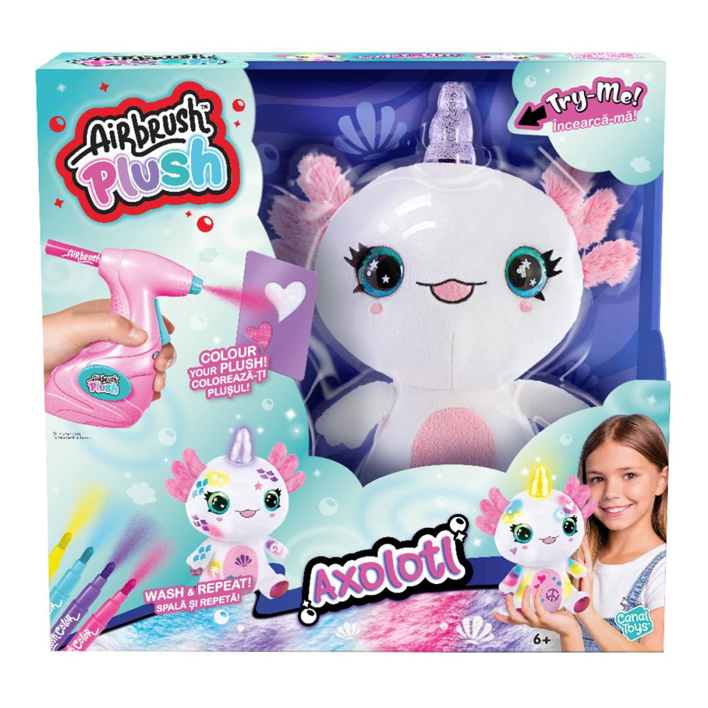 Jucarie de plus de colorat, Airbrush Plush, Light Up, Axoloti