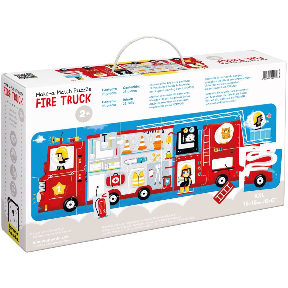 Puzzle make-a-match Banana Panda, Masinuta de pompieri, 23 piese
