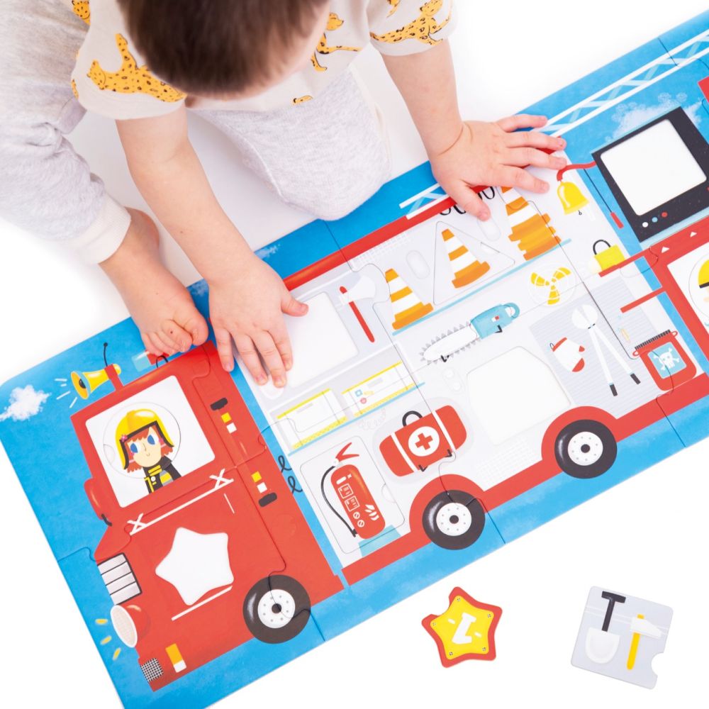 Puzzle make-a-match Banana Panda, Masinuta de pompieri, 23 piese