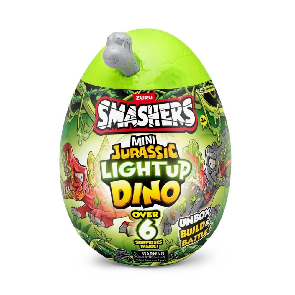 Figurina surpriza in ou, Smashers, Dino Jurassic Light-Up, Gri