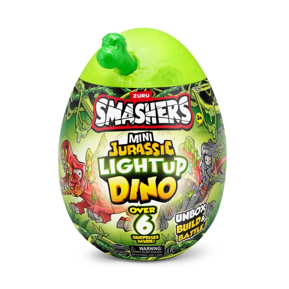 Figurina surpriza in ou, Smashers, Dino Jurassic Light-Up, Verde