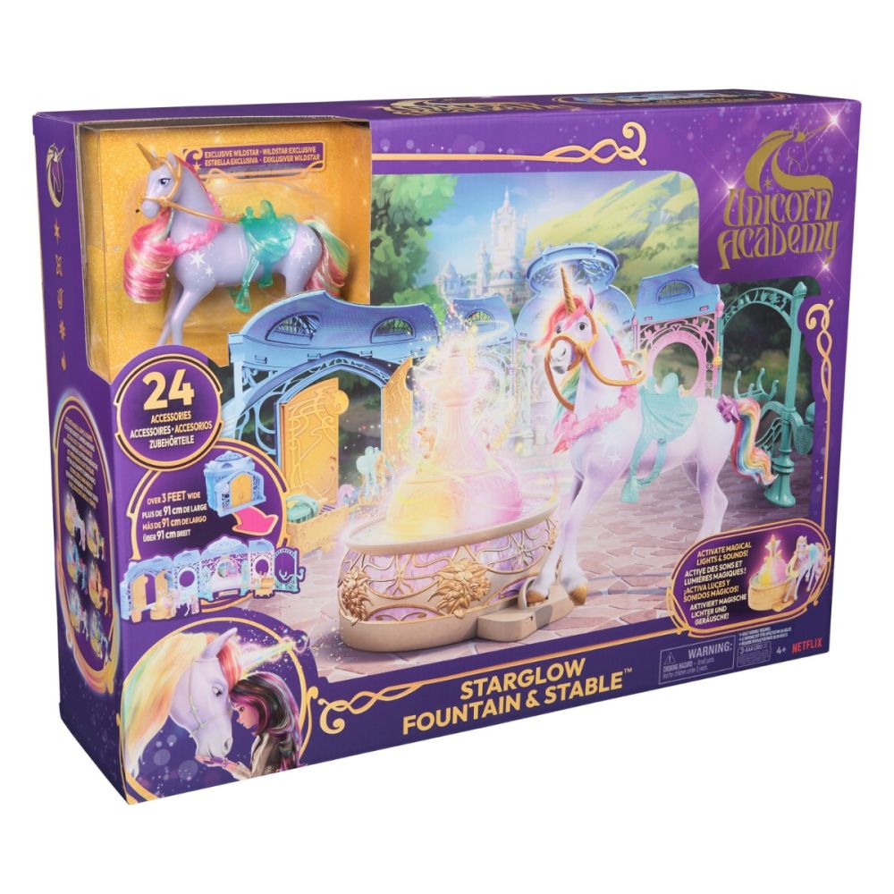 Set de joaca cu lumini si sunete, Unicorn Academy, Starglow Fountain & Stable