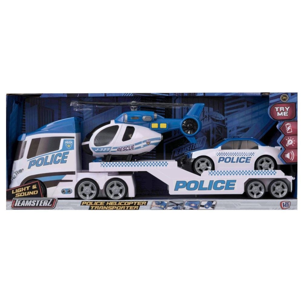 Transportator cu elicopter si masina, Teamsterz, Mighty Machines, Police