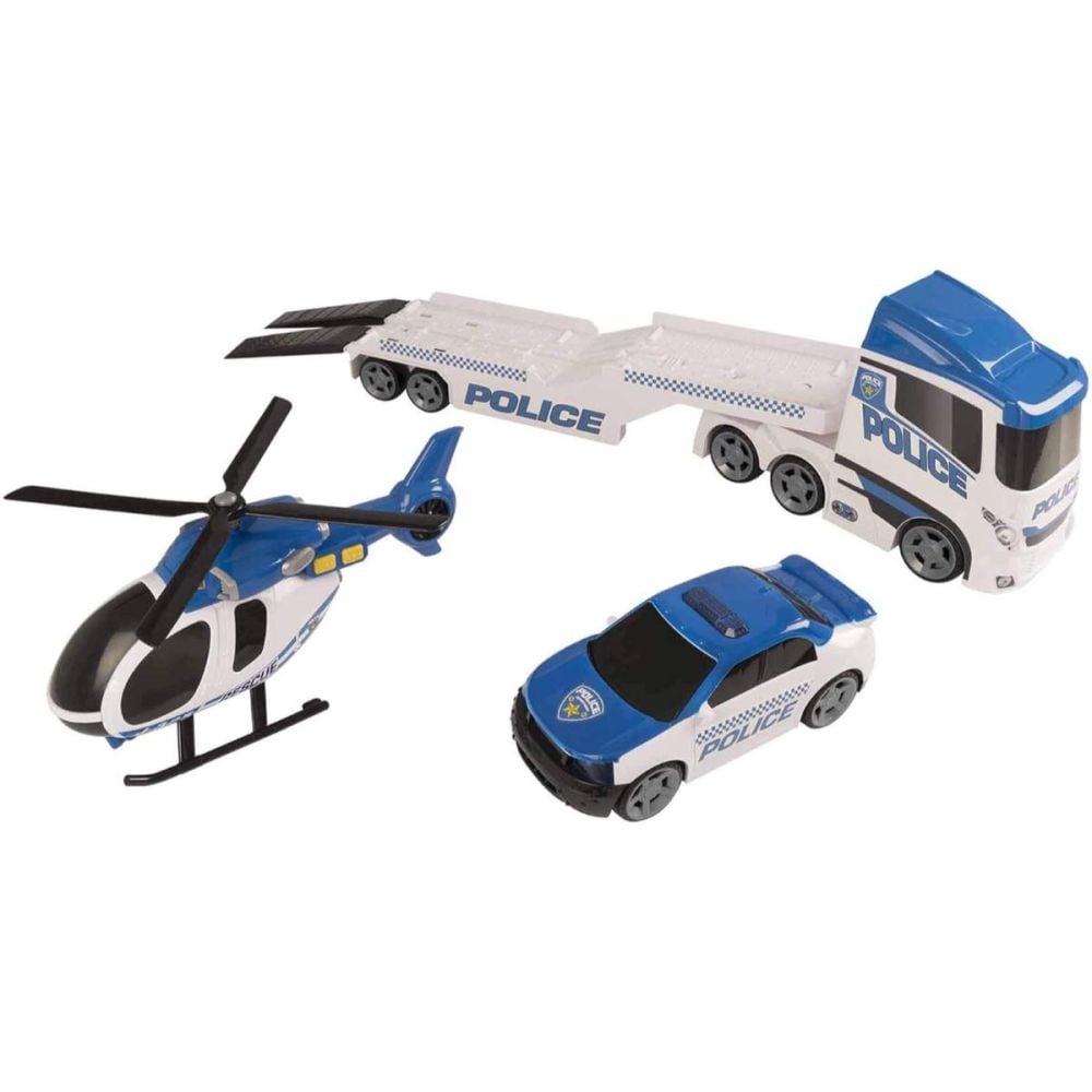 Transportator cu elicopter si masina, Teamsterz, Mighty Machines, Police
