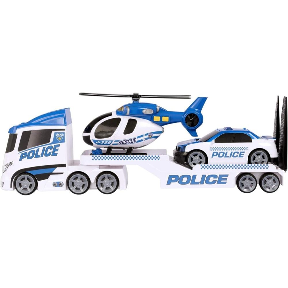 Transportator cu elicopter si masina, Teamsterz, Mighty Machines, Police
