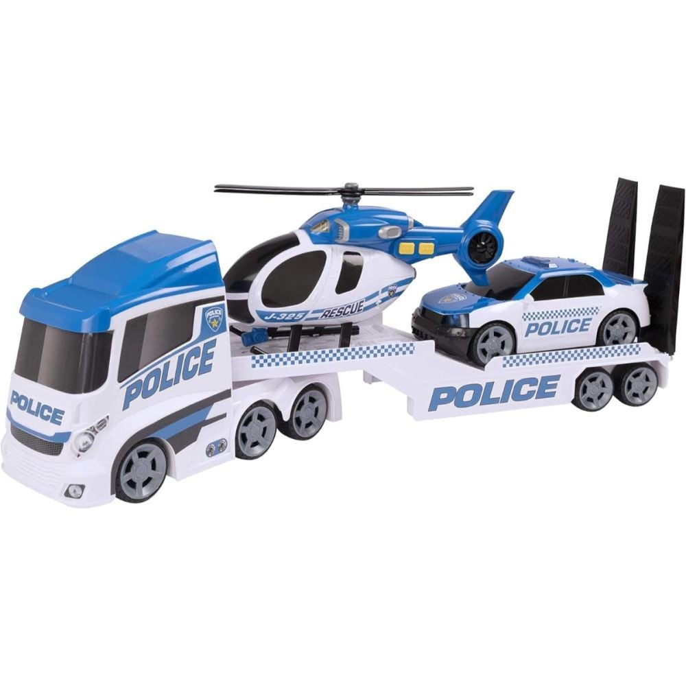 Transportator cu elicopter si masina, Teamsterz, Mighty Machines, Police