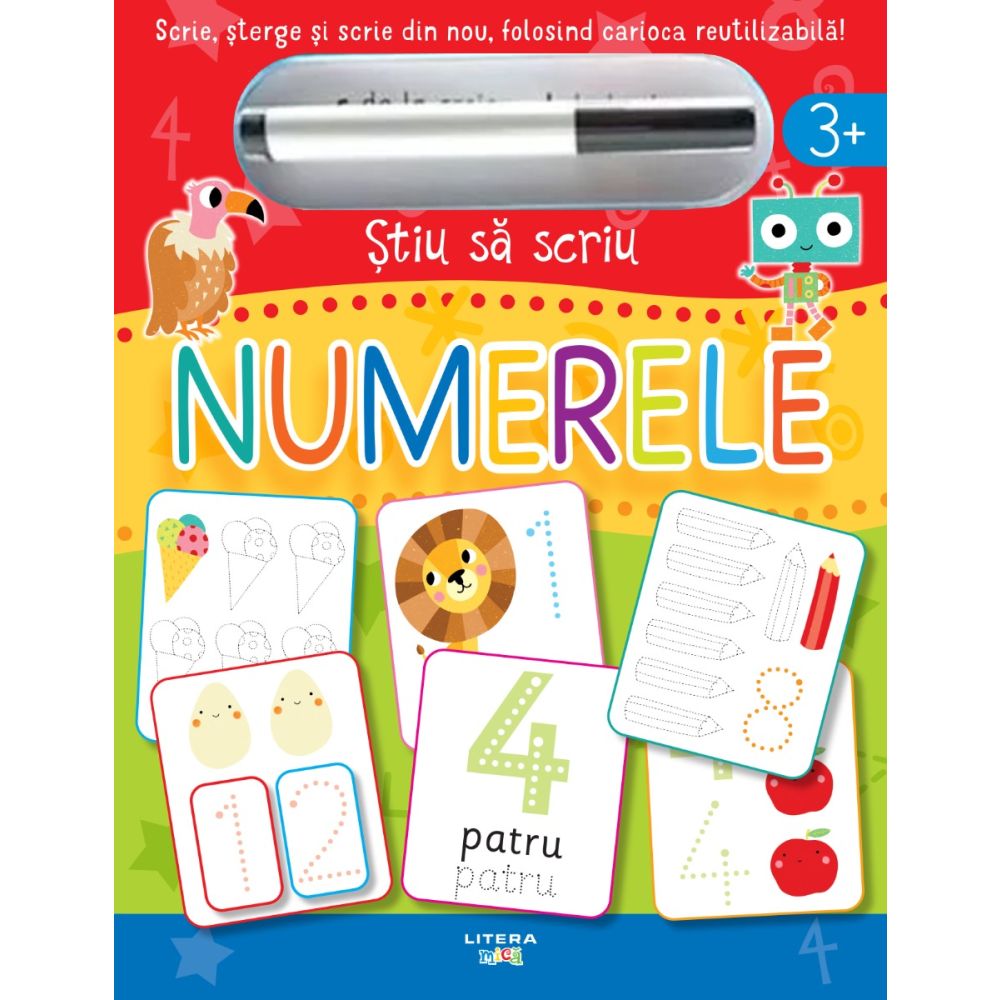 Stiu sa scriu, Numerele, scrie, sterge si scrie din nou, folosind carioca reutilizabila