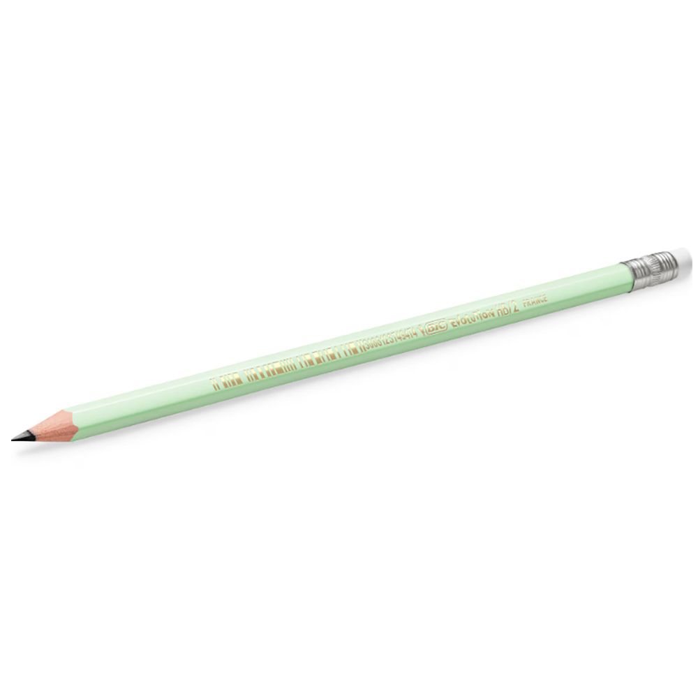 Set 5 creioane grafit cu radiera si mina Hb, Bic, Evolution Pastel