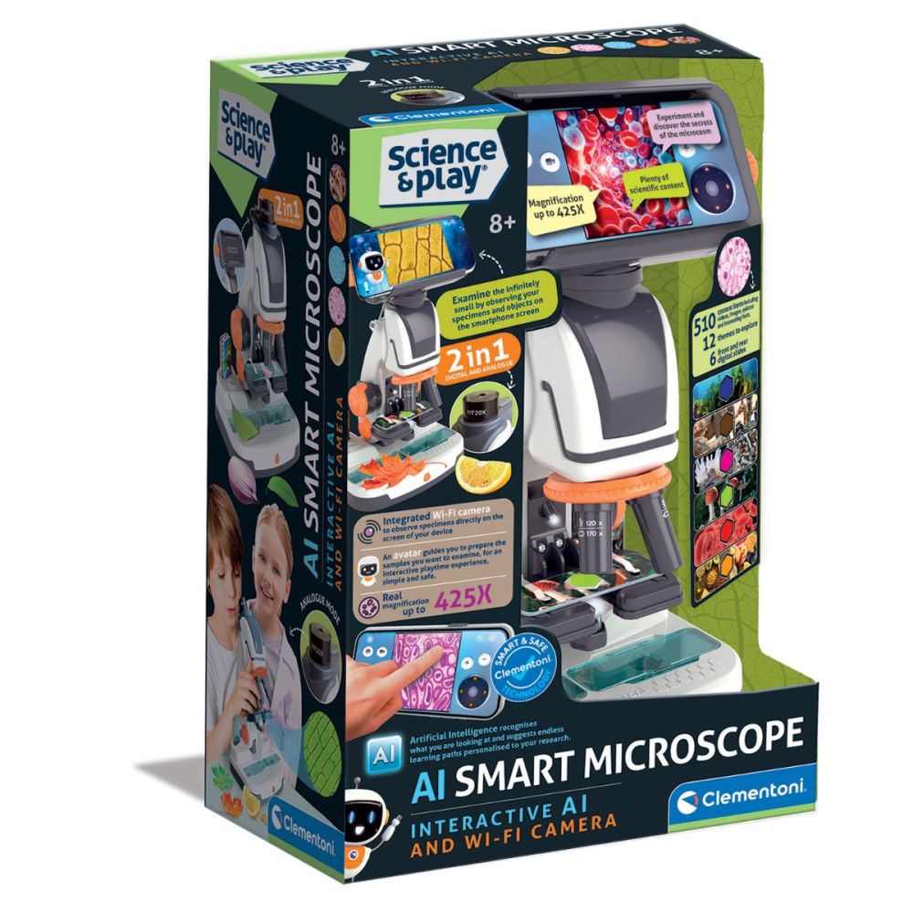 Microscop 2in1, Clementoni, Science & Play, Ai si camera Wi-Fi
