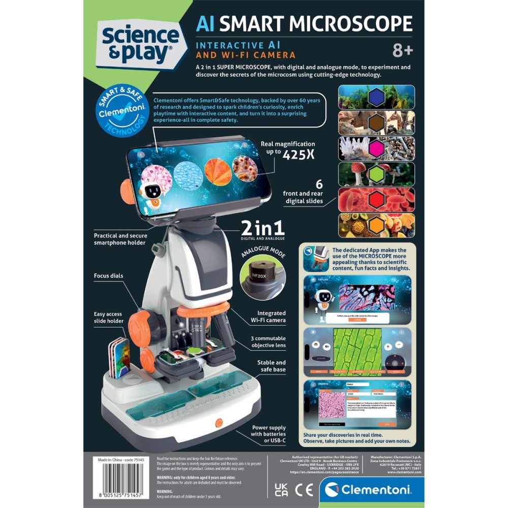 Microscop 2in1, Clementoni, Science & Play, Ai si camera Wi-Fi