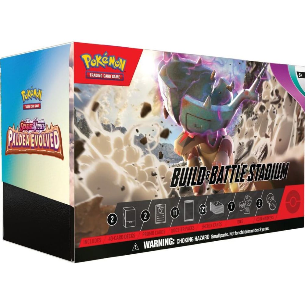 Set carti de joc in cutie, Pokemon TCG, Paldea Evolved, Build & Battle Stadium, SV02