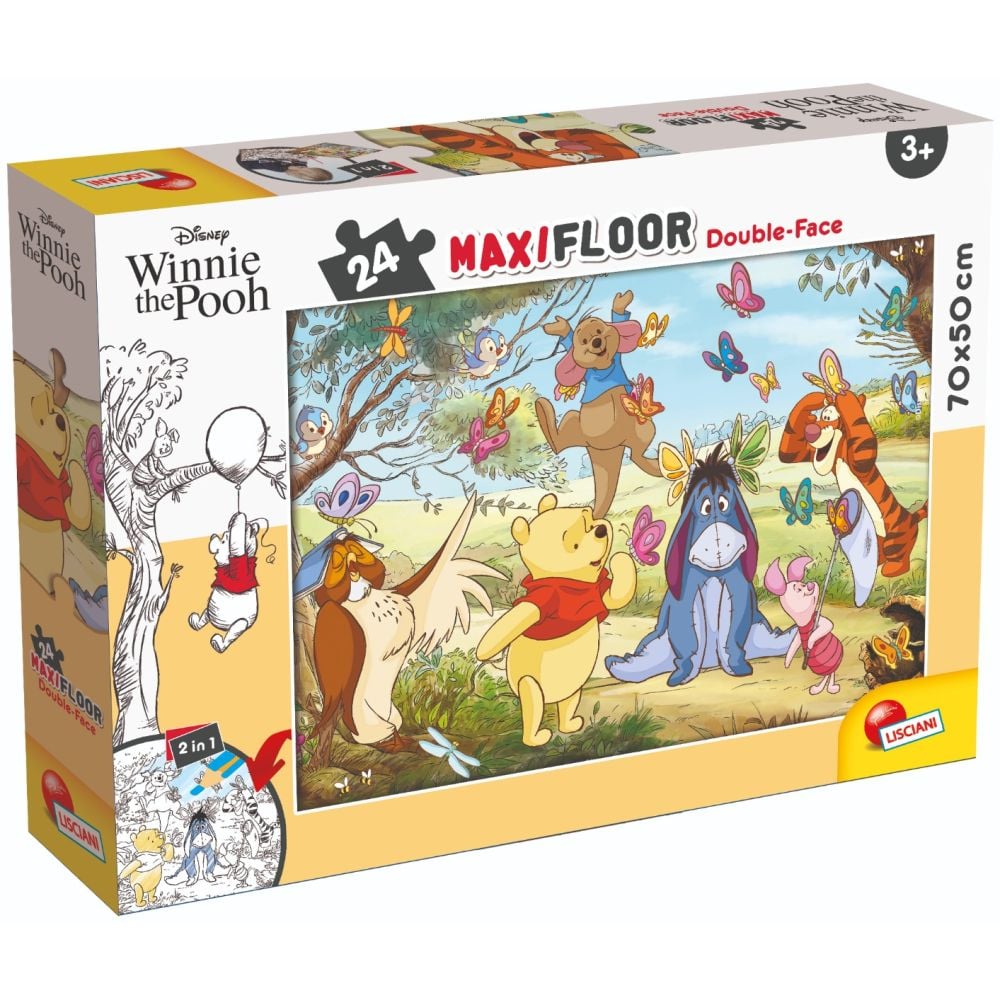 Puzzle de podea 2 in 1 Lisciani Disney Winnie The Pooh, Maxi, 24 piese
