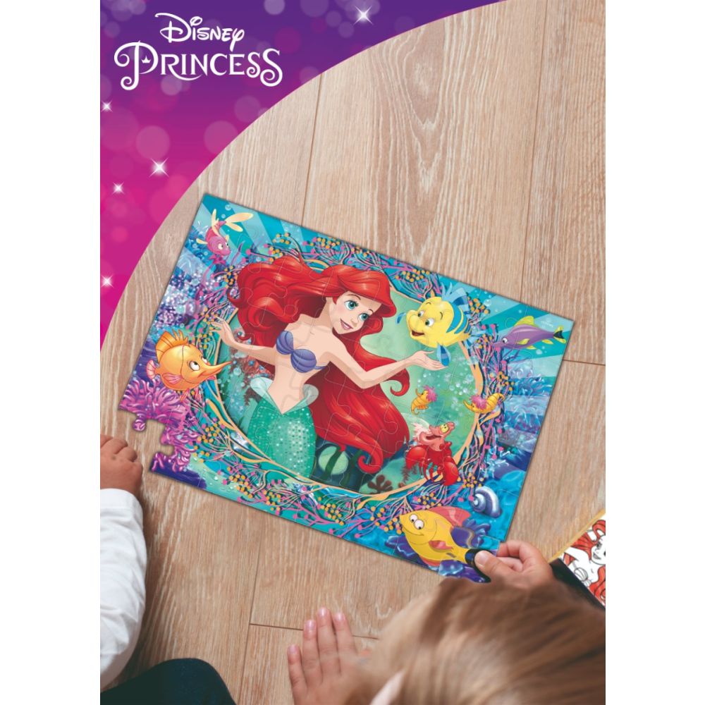 Puzzle 2 in 1 Lisciani Disney Princess, Ariel, M-Plus, 48 piese