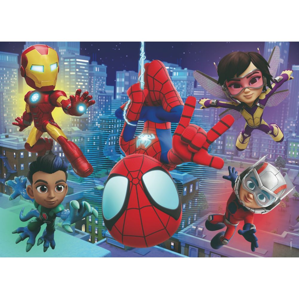 Puzzle 2 in 1 Lisciani Marvel Spidey si prietenii lui uimitori, M-Plus, 48 piese
