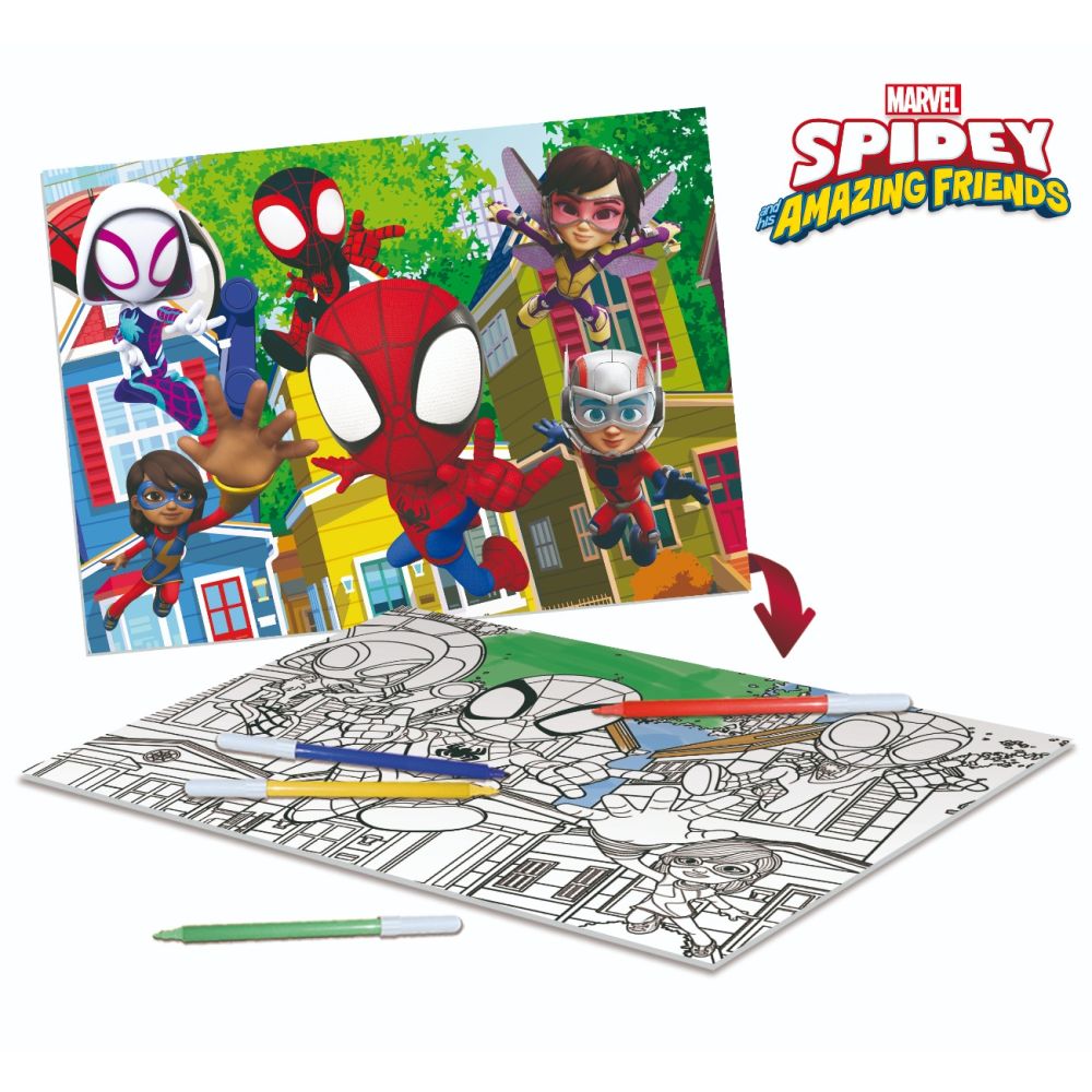 Puzzle 2 in 1 Lisciani Marvel Spidey si prietenii lui uimitori, Asta este o echipa, Plus, 24 piese
